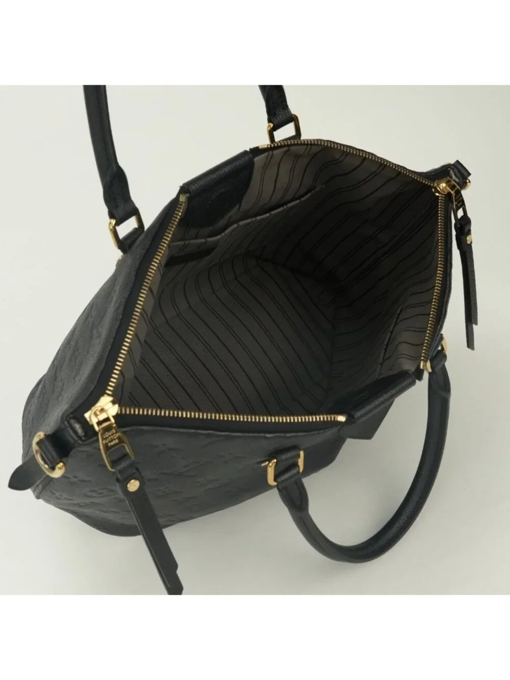 Louis Vuitton Mazarine MM Monogram Empreinte Tote Bag Black Gold